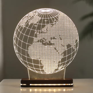 Laser Cut Globe 3D Illusion Night Lamp Free Vector