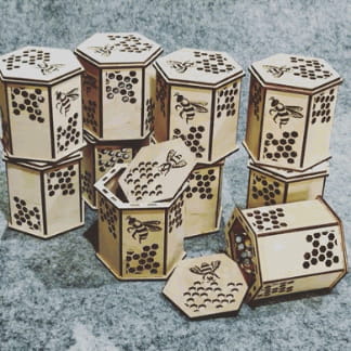 Laser Cut Honey Jar Hexagon Wooden Gift Box Free Vector