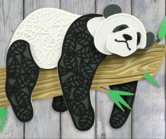 Laser Cut Panda Garden Wall Decor DXF File