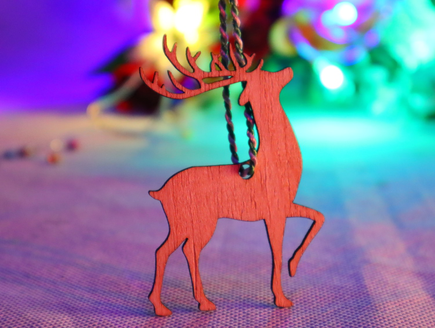 Laser Cut Christmas Wooden Reindeer Ornament Free Vector cdr Download