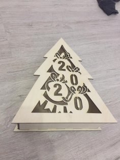 Laser Cut New Year Christmas Tree Shape Box Free Vector