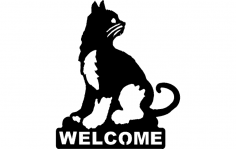 Cat Welcome dxf File