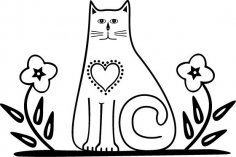 Cat with Flowers Free Vector