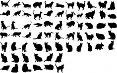 Cats Collection Vector Silhouette Free Vector