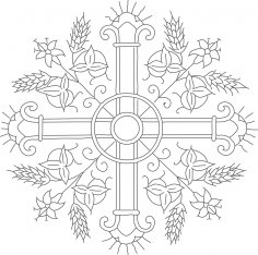 Cross With Wheat DXF File