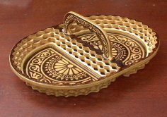 Laser Cut Decorative Plate Basket with Handle Free Vector