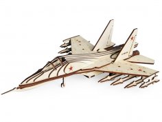 Laser Cut Wooden Fighter SU-30 Model Toy Free Vector