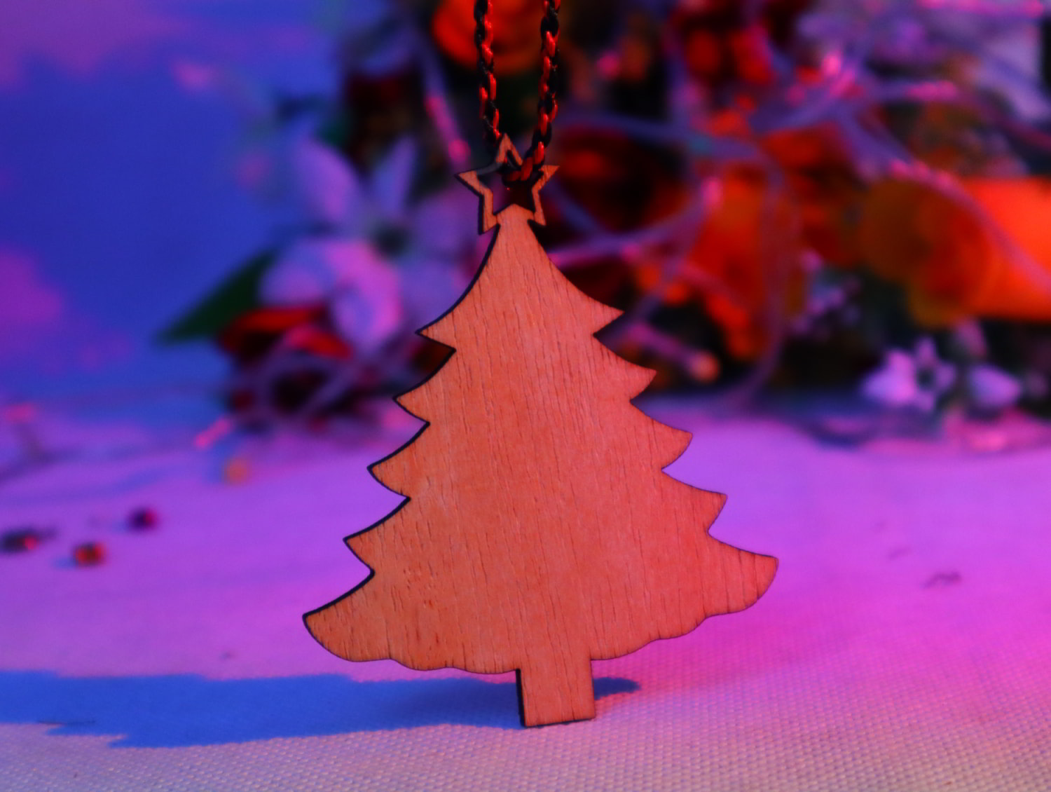 Laser Cut Christmas Tree Wooden Blank Shape Hanging Ornament Free