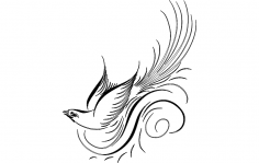 Calligraphy Bird Vector dxf File