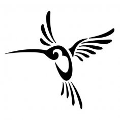 Nice Tribal Hummingbird Tattoo Design dxf File
