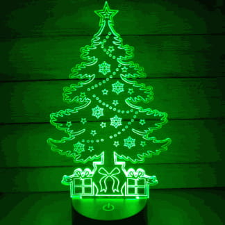 Christmas Tree 3d Illusion Lamp Laser Cutting Template DXF File