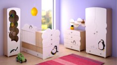 Laser Cut Baby Bed and Wardrobe Model Free Vector
