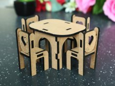 Laser Cut Dollhouse Dining Room Furniture Free Vector