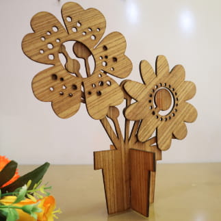 Laser Cut Wooden Flowers Decor 3mm Free Vector