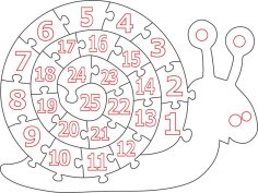 Wooden Number Snail Puzzle Free Vector