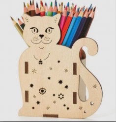 Cat Pencil Holder 3D Puzzle Free Vector