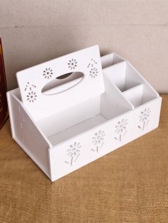 Laser Cut Tissue Box with Organizer Free Vector
