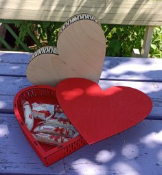 Heart Box / Love Box for Laser CNC Cut / Box for Gifts / Heart shaped  Organizer / Home / Day Decoration of the Mother / Valentine Day 