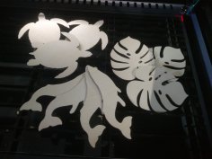 Laser Cut Turtle Whale And Monstera Leaf Free Vector