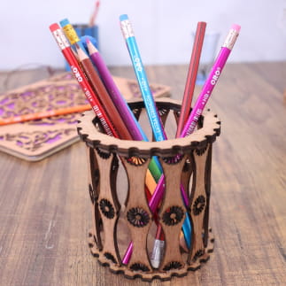 3-Pack Unfinished Wood Pencil Holder Cups for Office Supplies