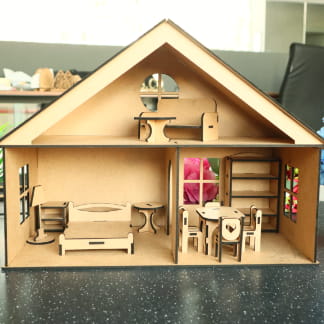 Laser Cut Wooden Dollhouse Template Free Vector