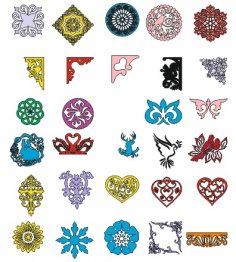 Floral ornaments collection Vector Free Vector