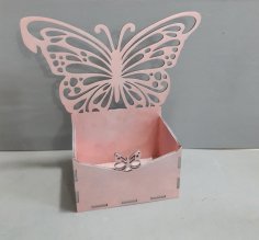 Laser Cut Box with Butterfly Free Vector