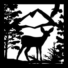 24 X 24 Deer Fawn Eagle Mountains Plasma Art DXF File