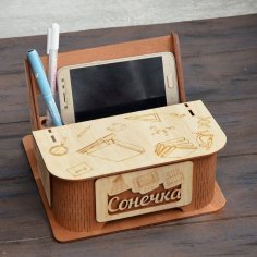 Laser Cut Wooden Desk Organizer Con Cassetti Portapenne Contenitore 3 mm  CDR SVG DXF Pdf Ai Eps Files -  Italia