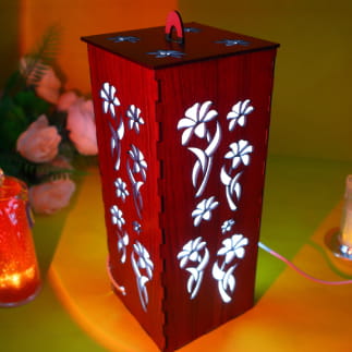 Wooden Table Lamp with Creative Laser Cut Design Shadow Lamp Shade Free  Shipping