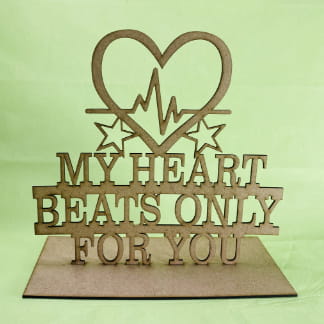 Laser Cut My Heart Beats Only For You Valentine Decor Free Vector