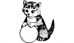 Cat with Ball dxf File