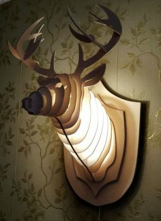 Wooden light decorative deer head Free Vector