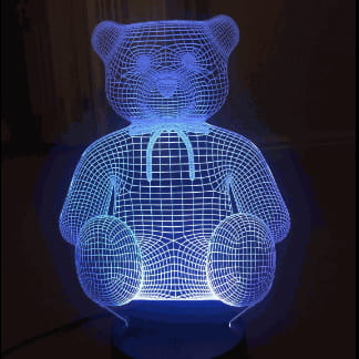 Laser Cut Teddy Bear 3D Lamp Free Vector