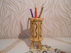 Laser Cut Wood Decorative Pencil Holder Free Vector