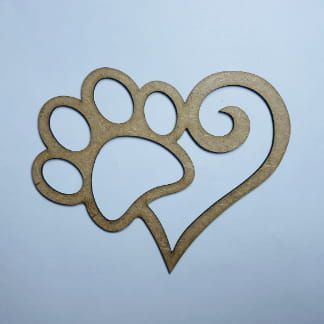 Laser Cut Pawprint Heart Wood Cutout Shape Free Vector