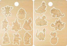 Laser Cut Engraved Christmas Toys Free Vector