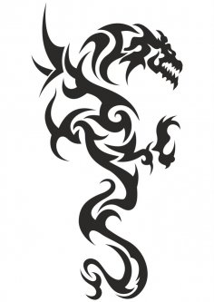 Black and white tattoo Dragon Vector Free Vector