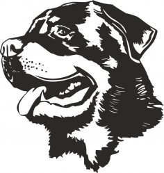 Rottweiler Dog Head Black White Vector dxf File