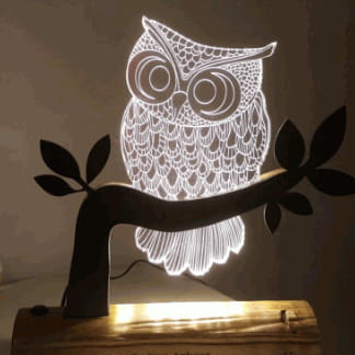 Owl 3D LED Night Light DXF File