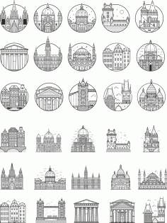 Europe City Outlined Vectors Free Vector